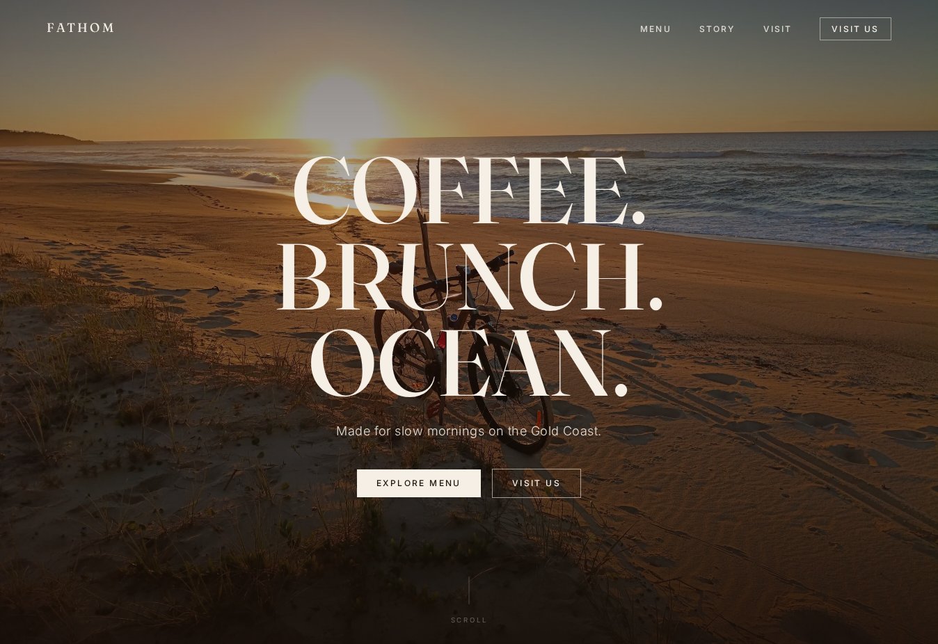 Fathom concept website homepage