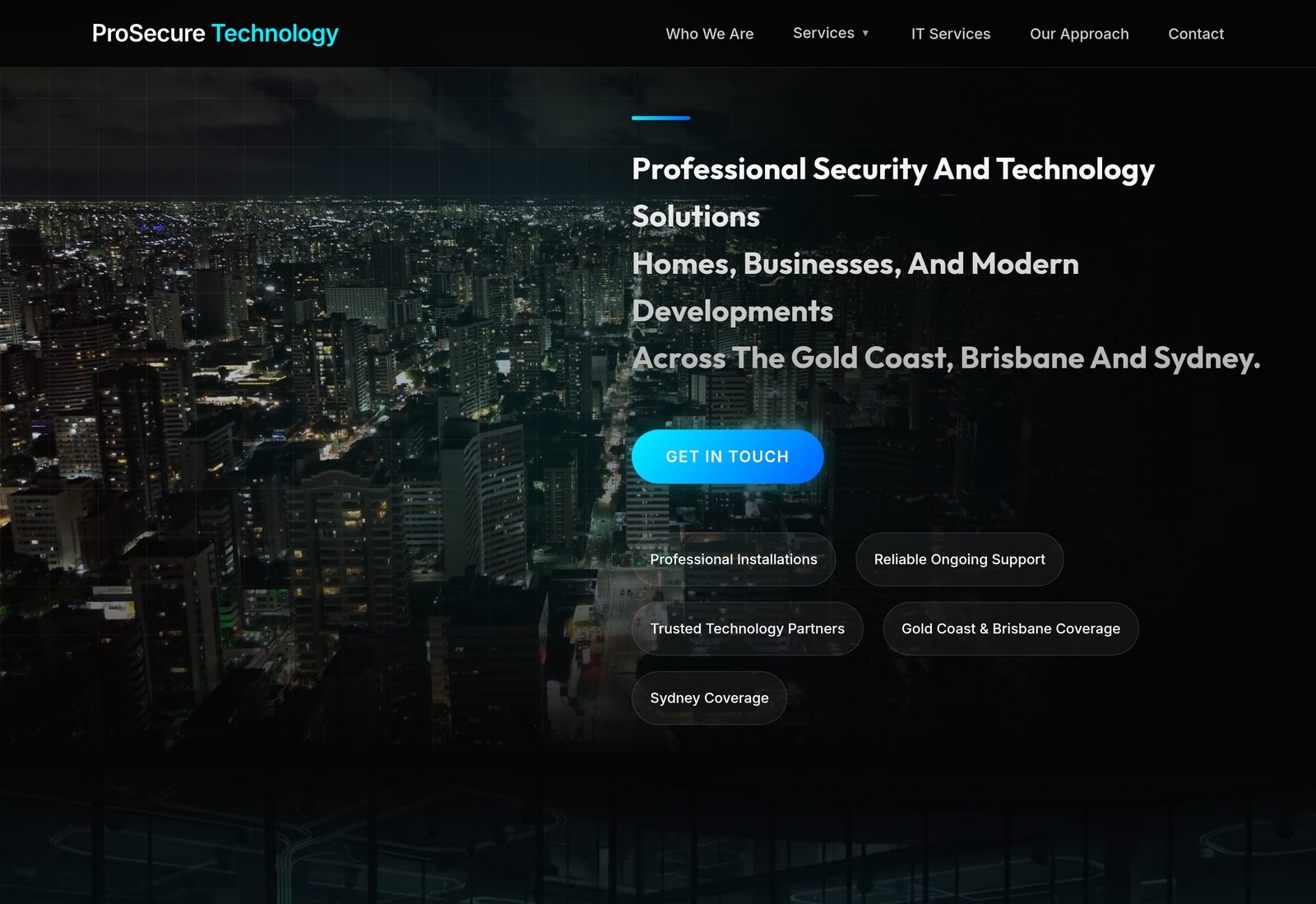 Pro Secure Technology website homepage