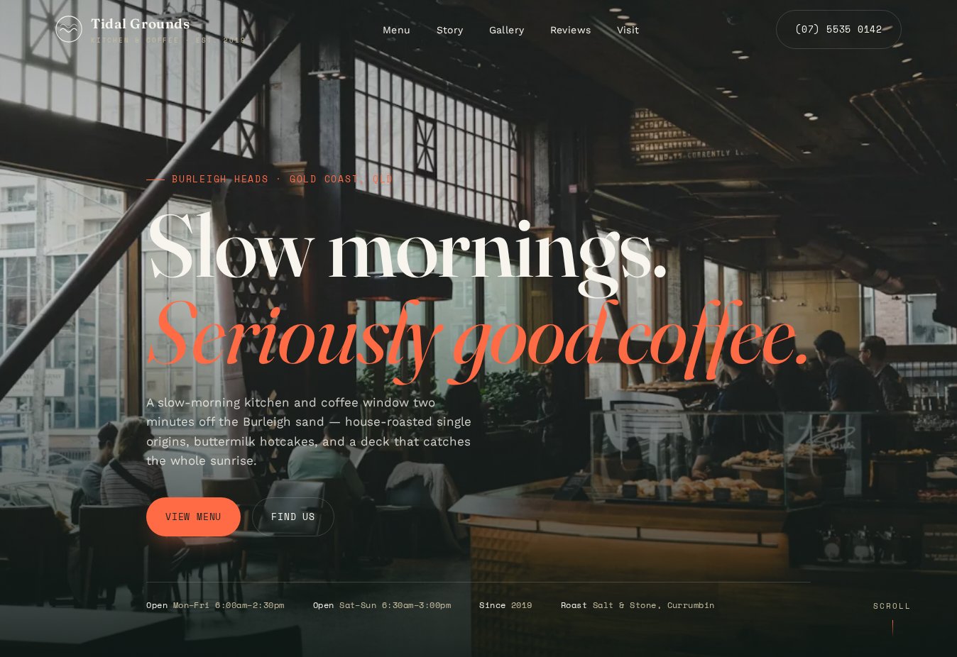 Tidal Grounds concept website homepage