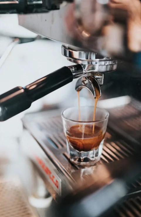 Espresso shot pouring
